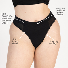 Load image into Gallery viewer, La Coochie Organic Cotton High Thong with call out details
