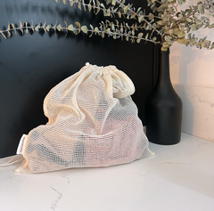 Load image into Gallery viewer, Organic Cotton Laundry Wash Bag - Non-toxic clean wash bag sitting on counter