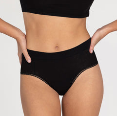 Load image into Gallery viewer, Front view of woman wearing high rise brief organic cotton underwear in all-cotton style
