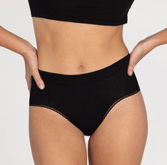 Load image into Gallery viewer, Front view of woman wearing high rise brief organic cotton underwear in all-cotton style